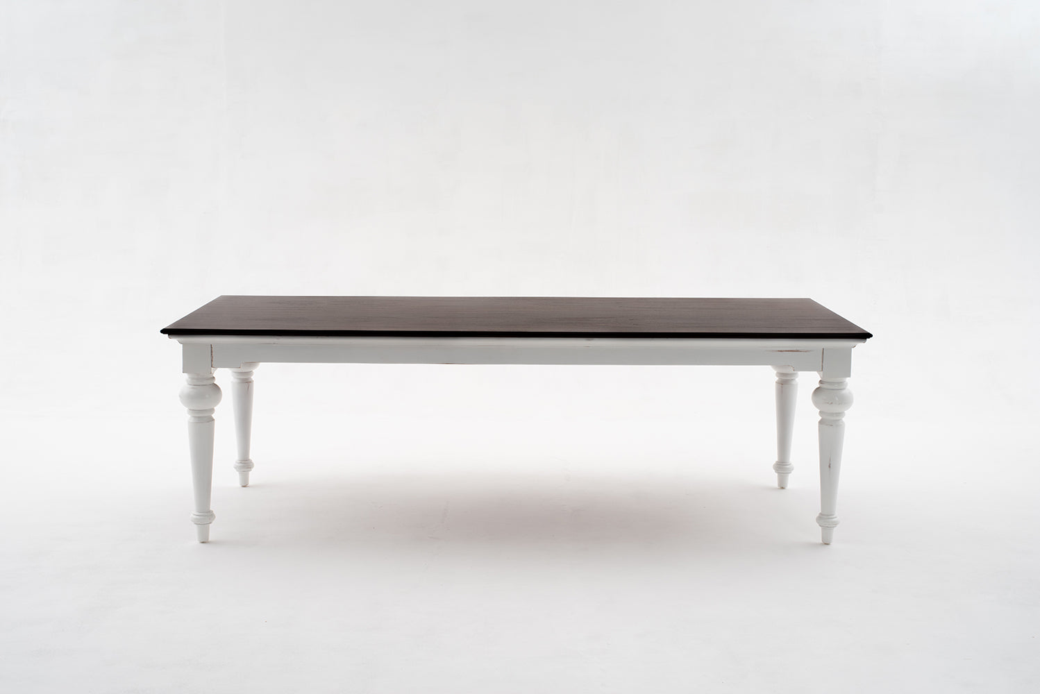 Provence Dining Table 240cm - White With Dark Brown Top