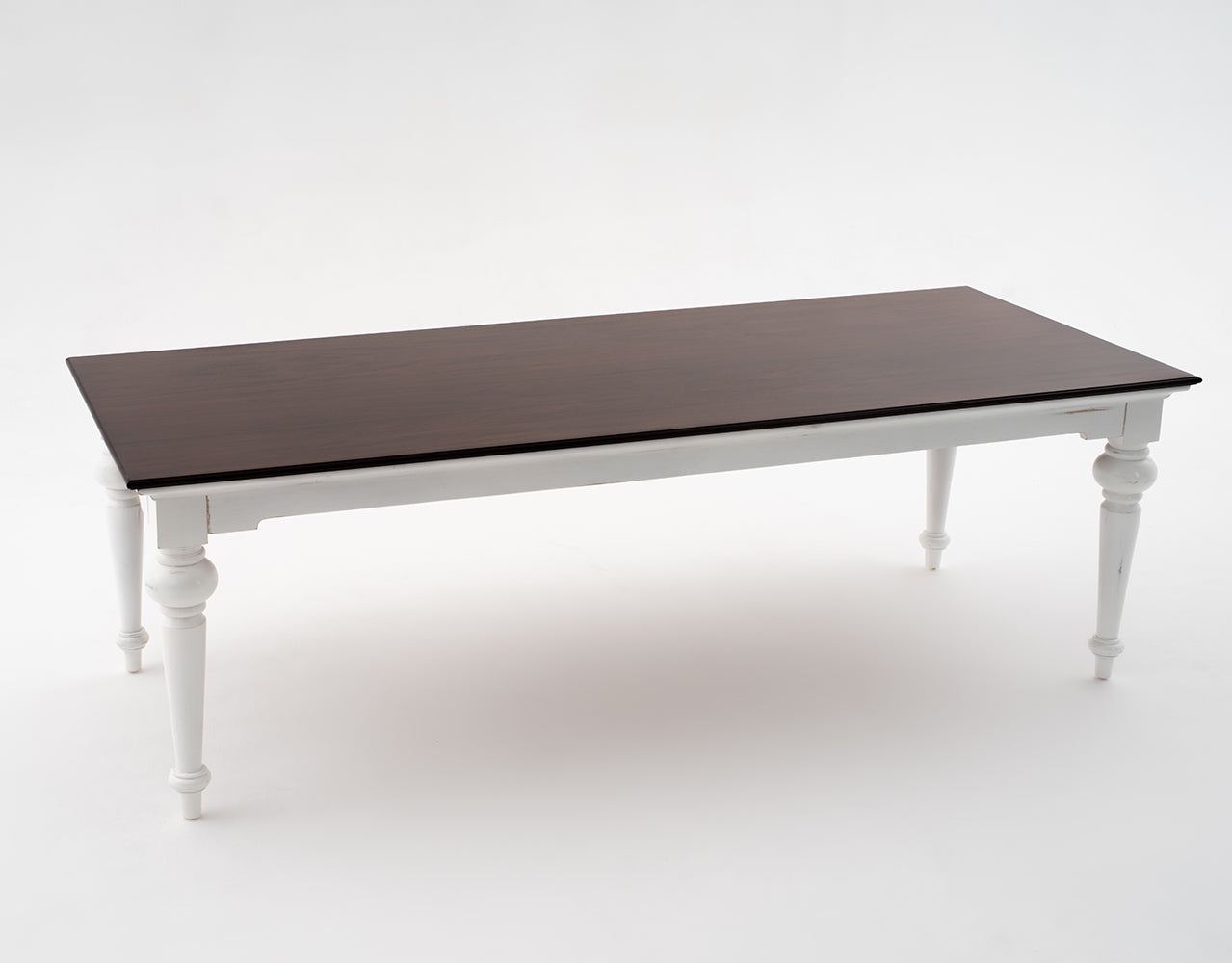 Provence Dining Table 240cm - White With Dark Brown Top