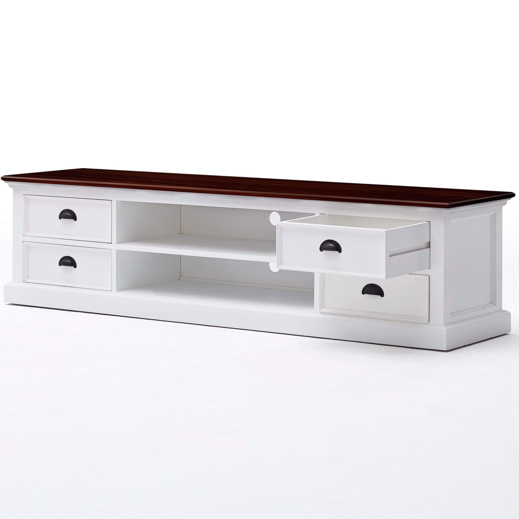 Halifax Accent Lowline ETU 180cm - White With Brown Top-TV Stand-Novasolo-I Wanna Go Home