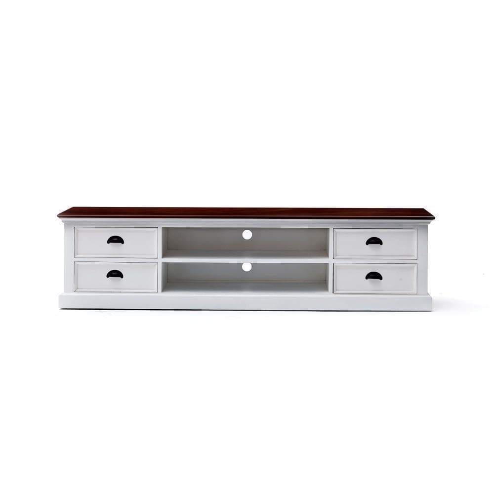 Halifax Accent Lowline ETU 180cm - White With Brown Top-TV Stand-Novasolo-I Wanna Go Home