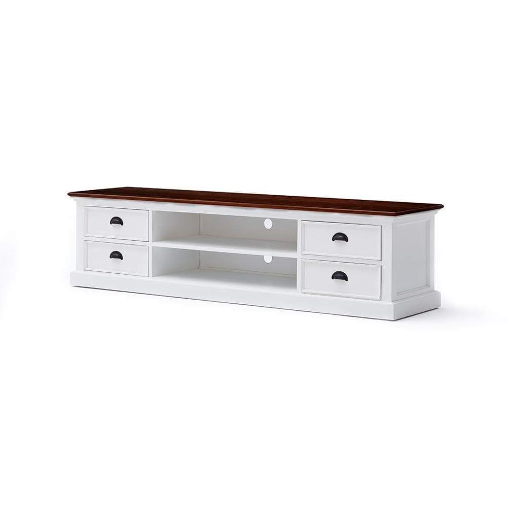 Halifax Accent Lowline ETU 180cm - White With Brown Top-TV Stand-Novasolo-I Wanna Go Home