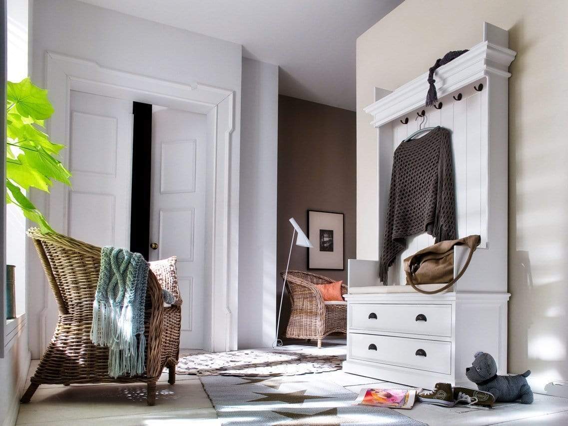 Halifax Coat Hanger Unit With Drawers - White-Hall Tree-by NovaSolo-I Wanna Go Home