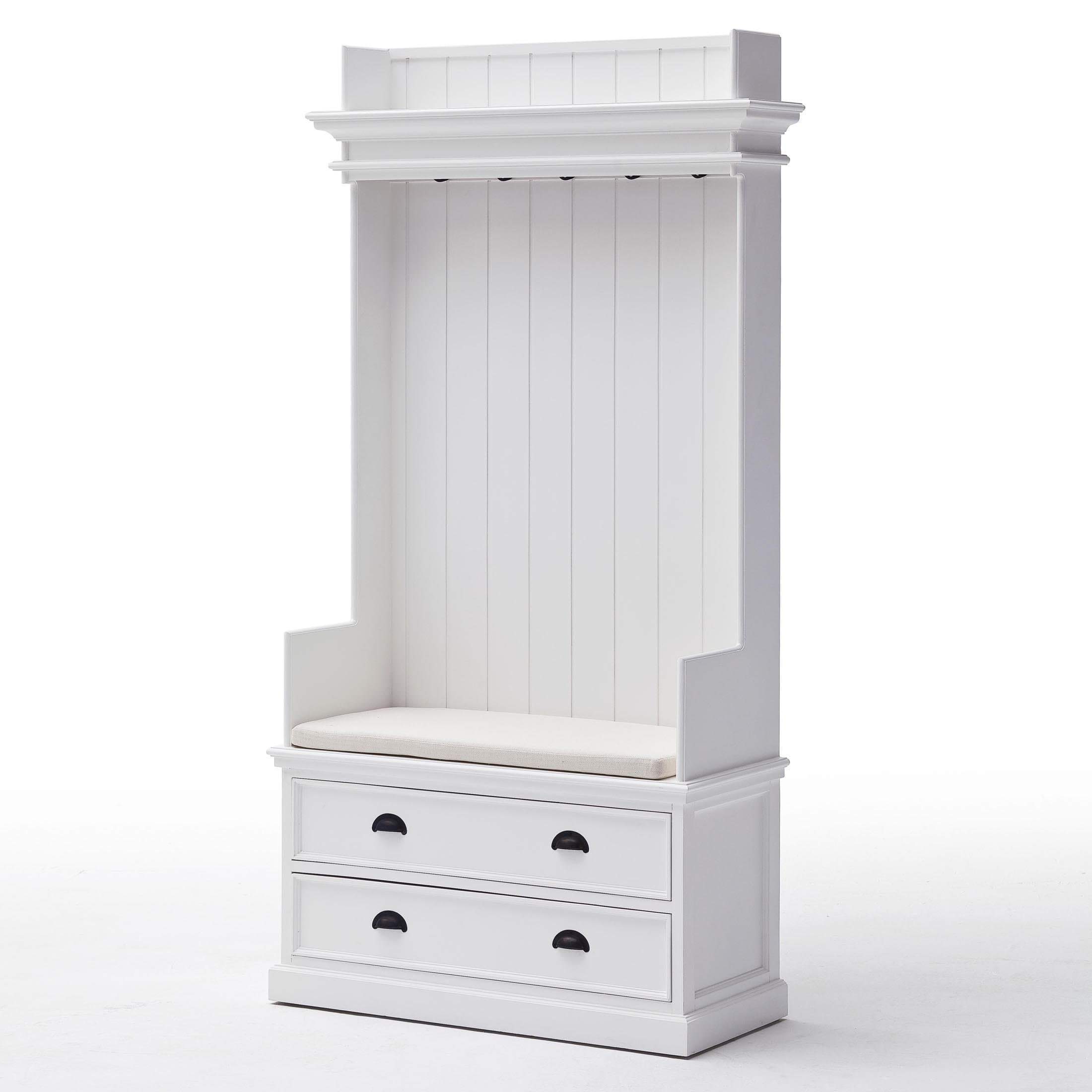 Halifax Coat Hanger Unit With Drawers - White-Hall Tree-by NovaSolo-I Wanna Go Home