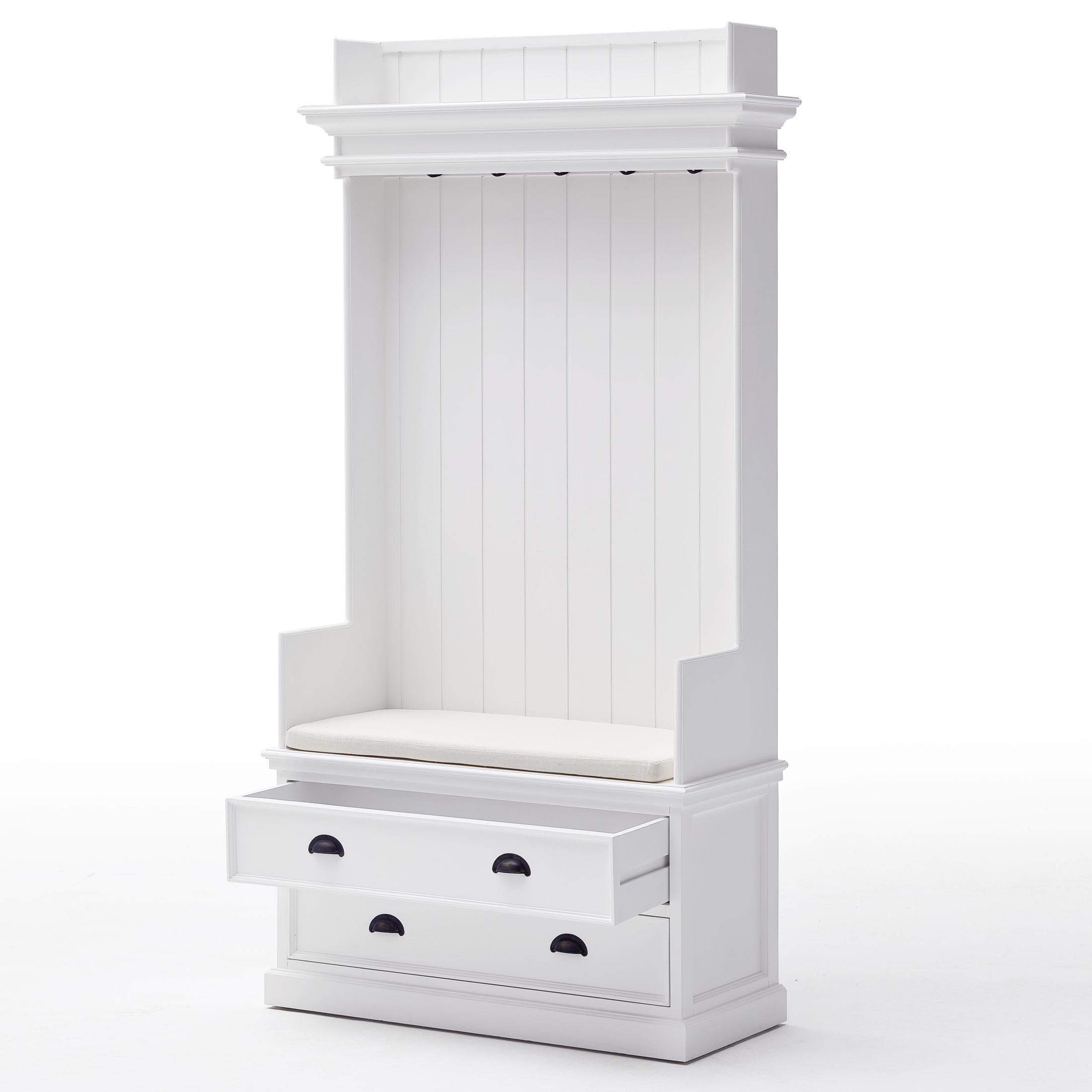 Halifax Coat Hanger Unit With Drawers - White-Hall Tree-by NovaSolo-I Wanna Go Home