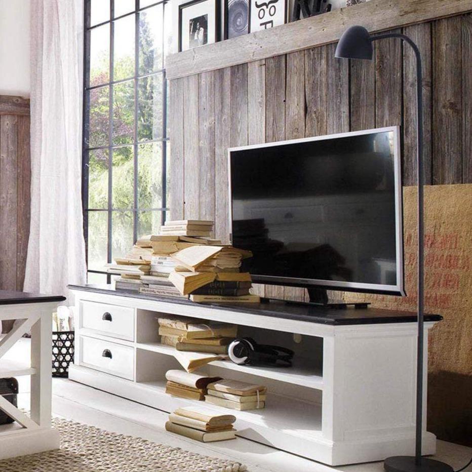 Halifax Contrast Lowline ETU 180cm - White With Black Top-TV Stand-by NovaSolo-I Wanna Go Home