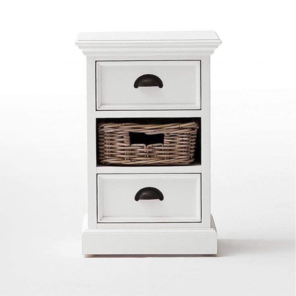 Halifax Storage Unit 1 Rattan Basket - White-Bedside Table-by NovaSolo-I Wanna Go Home