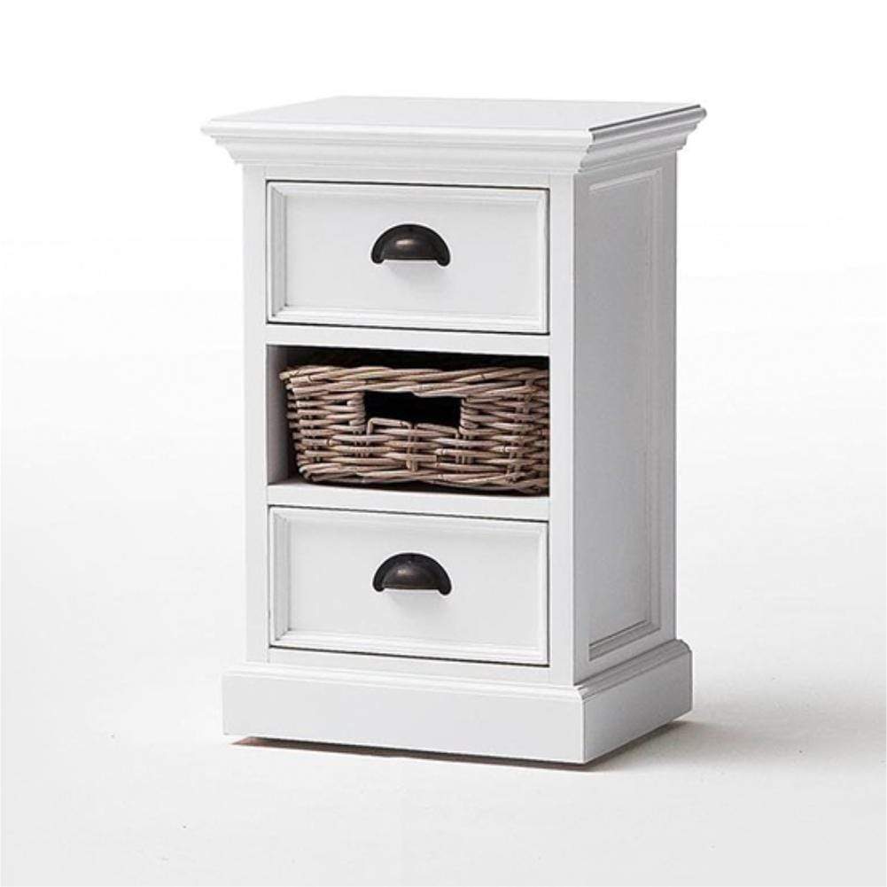 Halifax Storage Unit 1 Rattan Basket - White-Bedside Table-by NovaSolo-I Wanna Go Home