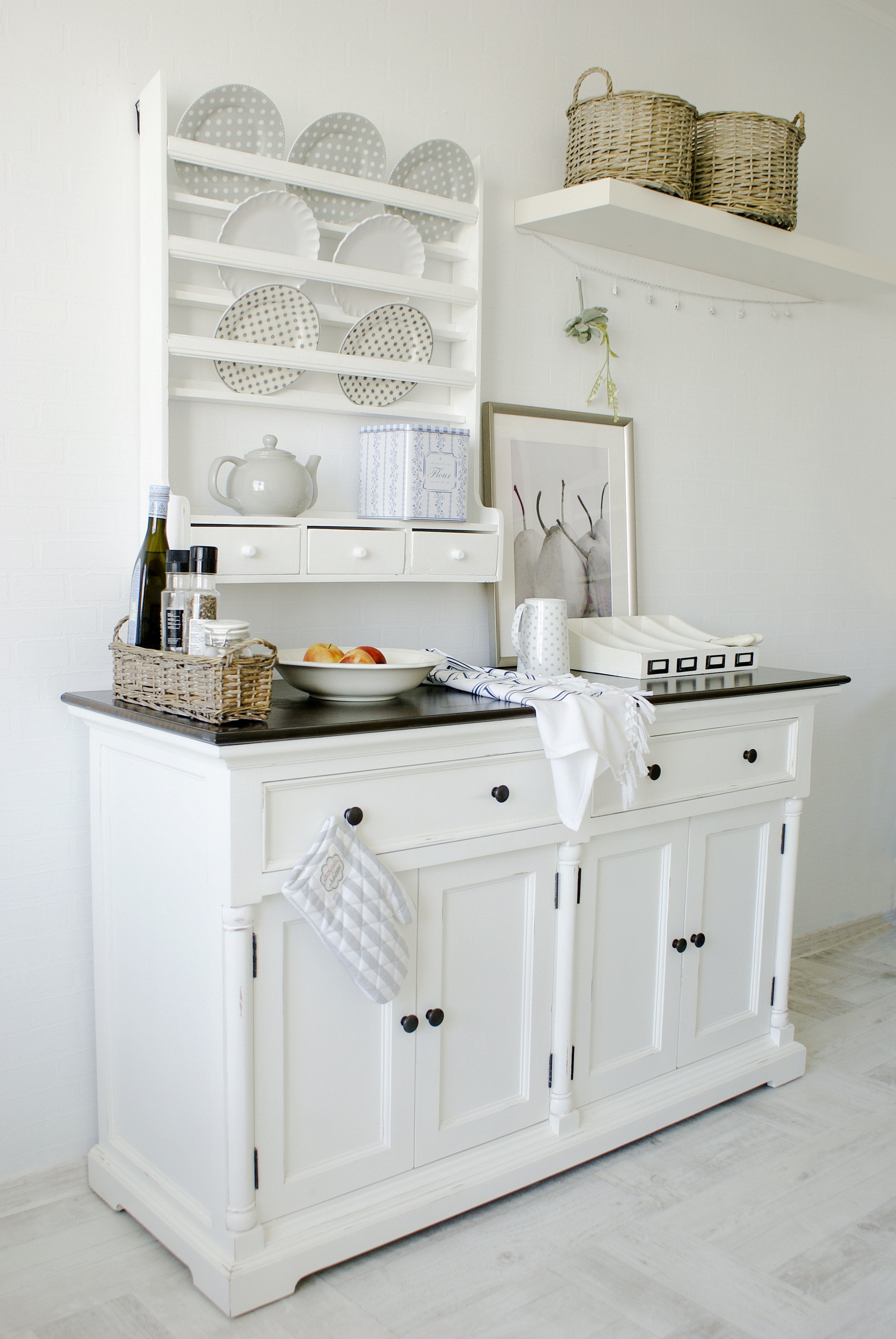 Provence Accent Buffet - White With Dark Brown Top-Buffet-Novasolo-I Wanna Go Home