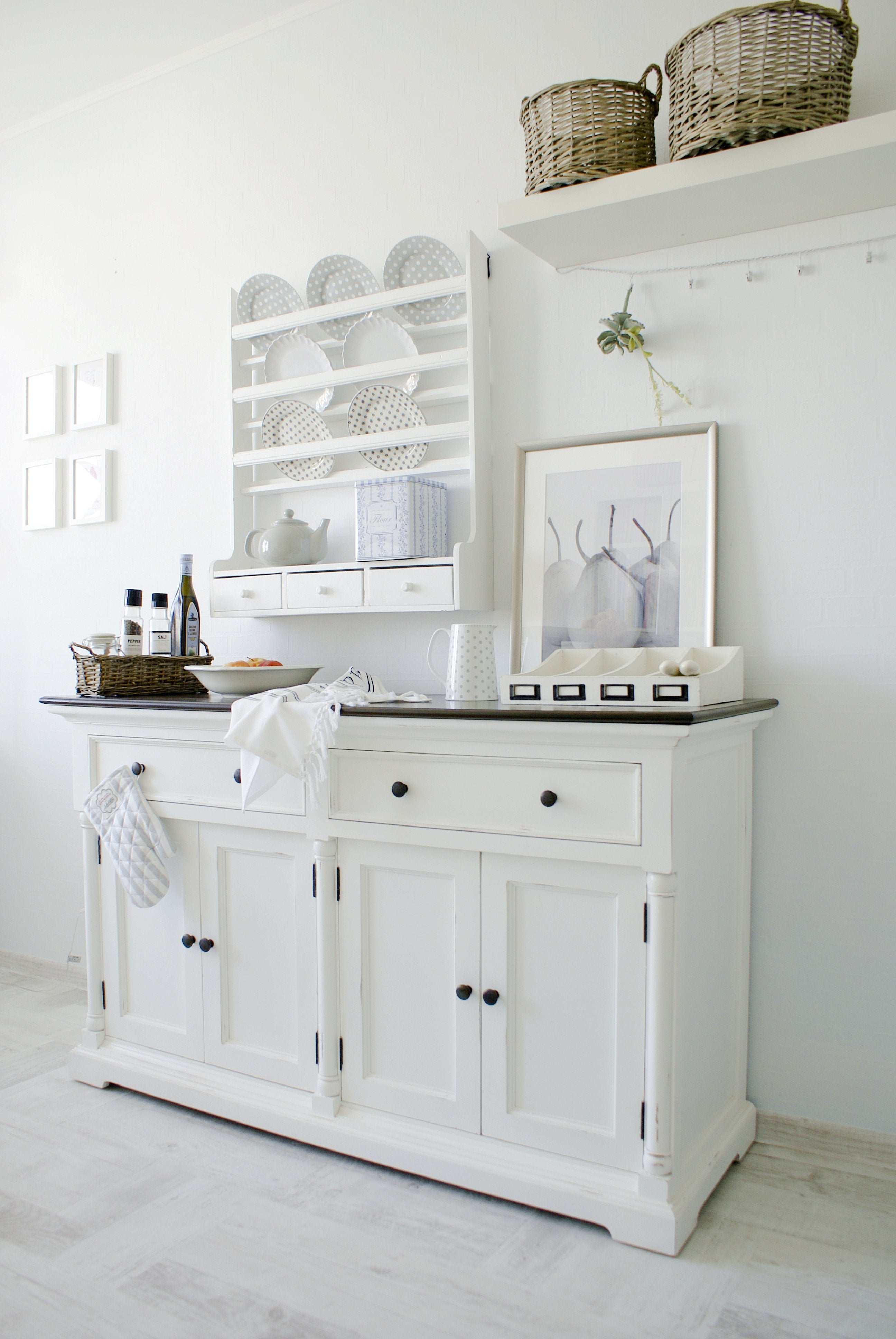 Provence Accent Buffet - White With Dark Brown Top-Buffet-Novasolo-I Wanna Go Home