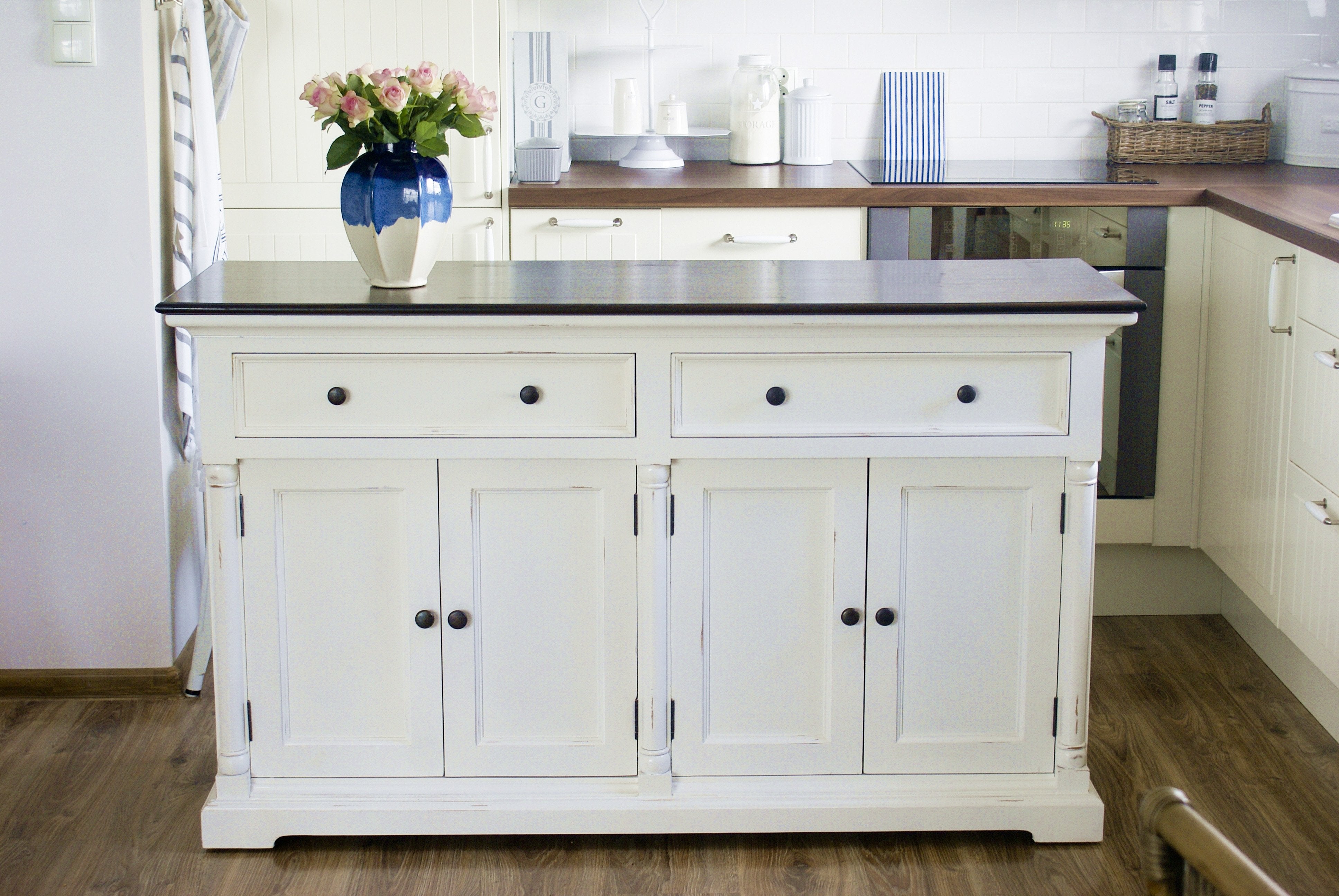 Provence Accent Buffet - White With Dark Brown Top-Buffet-Novasolo-I Wanna Go Home