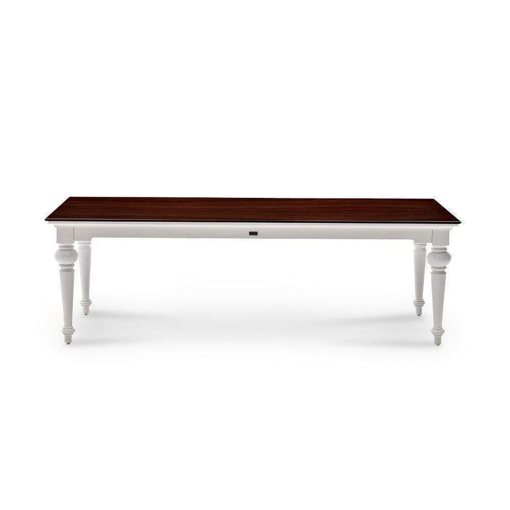 Provence Dining Table 240cm - White With Dark Brown Top-Dining Table-Novasolo-I Wanna Go Home