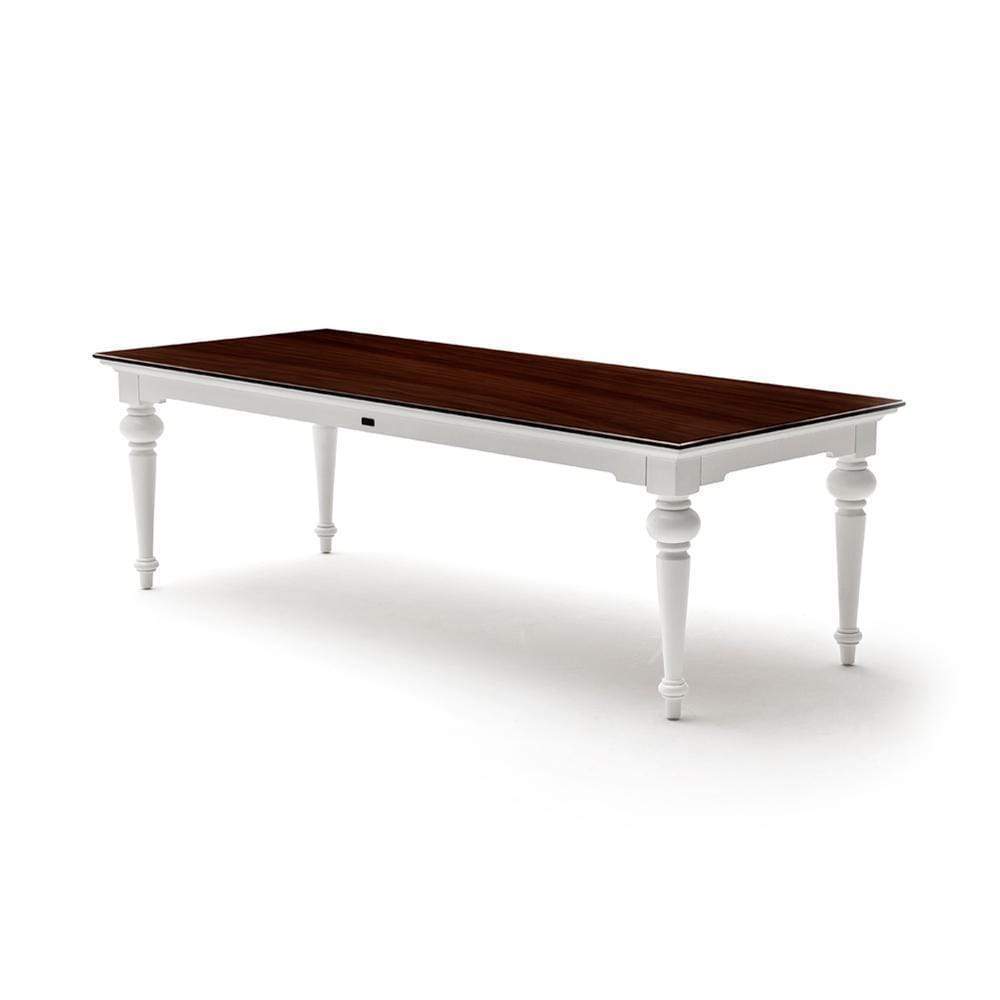 Provence Dining Table 240cm - White With Dark Brown Top-Dining Table-Novasolo-I Wanna Go Home