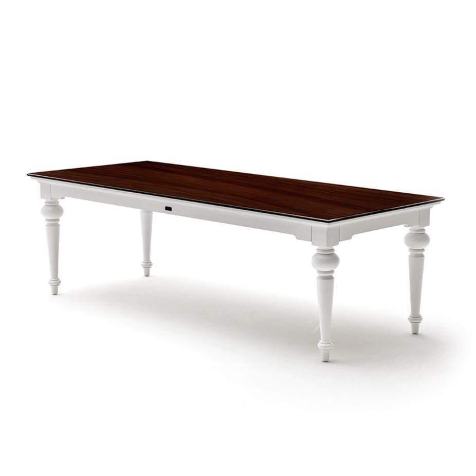 Provence Dining Table 240cm - White With Dark Brown Top-Dining Table-Novasolo-I Wanna Go Home