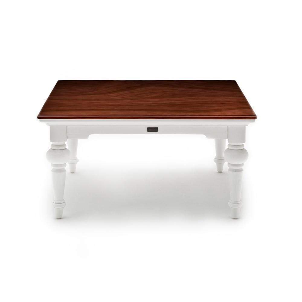 Provence Square Coffee Table - White with Dark Brown Top-Coffee Table-Novasolo-I Wanna Go Home