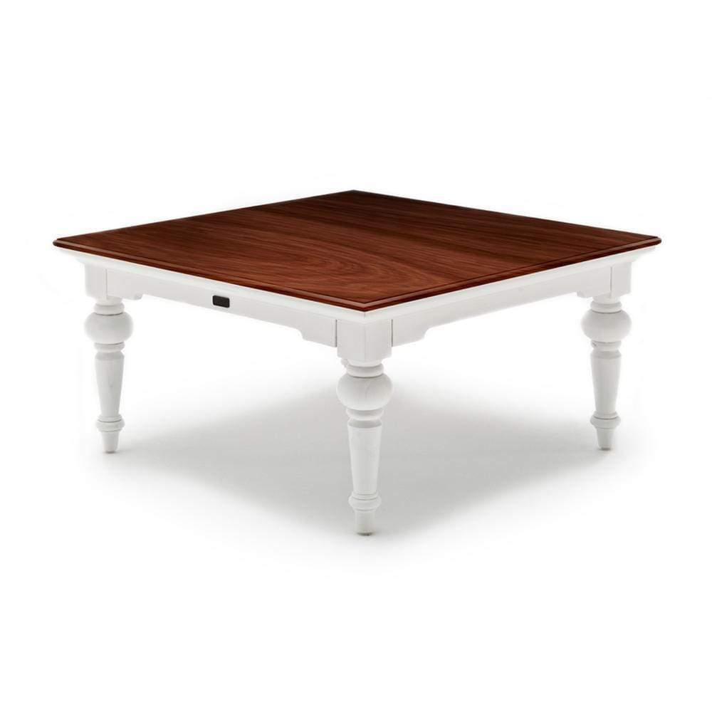 Provence Square Coffee Table - White with Dark Brown Top-Coffee Table-Novasolo-I Wanna Go Home